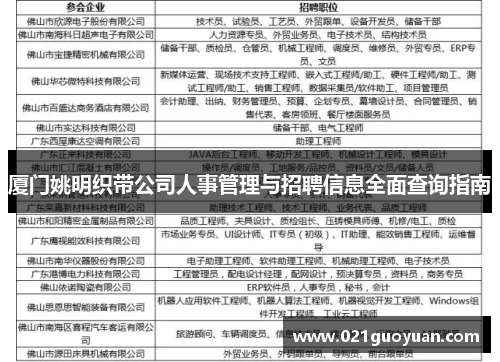 厦门姚明织带公司人事管理与招聘信息全面查询指南