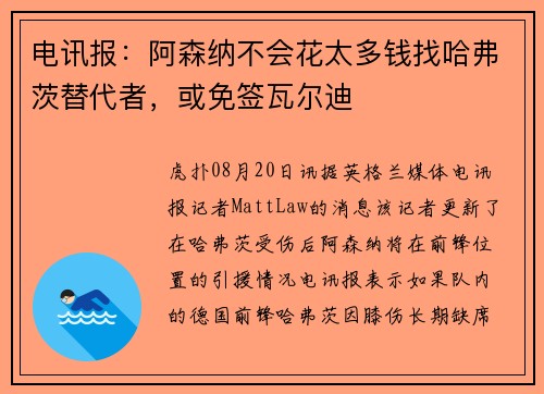 电讯报：阿森纳不会花太多钱找哈弗茨替代者，或免签瓦尔迪